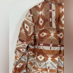 ROCK & ROLL Denim Southwestern Western Jacquard Shacket Shirt Jacket Medium $80 thumbnail 9