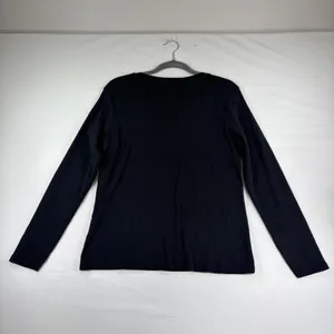 US Polo Assn Womens Black V-Neck Long‎ Sleeve Cotton T-Shirt Logo Large Capsule thumbnail 8
