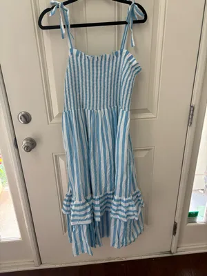 Draper James Taylor Dress in Blue Awning Size Large Coastal Euro Summer thumbnail 3