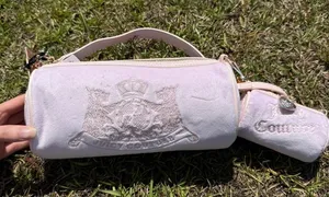 Juicy Couture Pink Velour Barrel Bag Mini Pouch Y2K Coquette Set New thumbnail 1