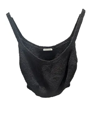 Reformation Black Teddy Crop Sweater Bralette | Size Large | 100% Organic Cotton thumbnail 2