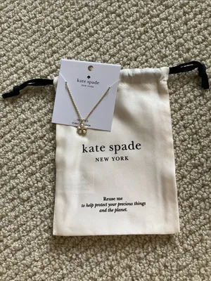 NEW kate spade Gold Flower Pendant Necklace Cubic Circonia with Cream Pouch NWT thumbnail 2
