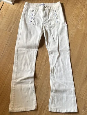 OO LA LA White Pants with Button Detail thumbnail 1