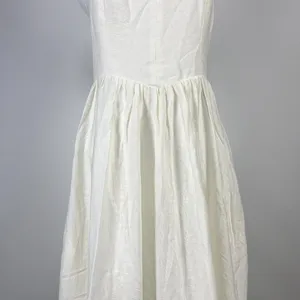 NWOT Farm Rio Stretch Linen Blend Cami Maxi Dress Size S Classic Off White thumbnail 11