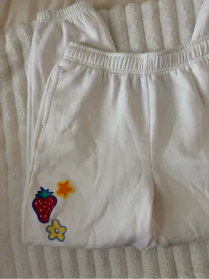 Pacsun White Sweatpants with Colorful Patch Details thumbnail 3