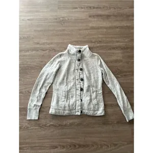 Hollister Gray Sherpa Lined Coat Womens Medium Funnel Neck Button Front Jacket thumbnail 2