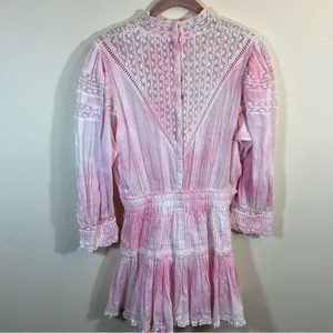 LoveShackFancy Viola Mini Dress Island Pink‎ Hand Tie Dye P thumbnail 10