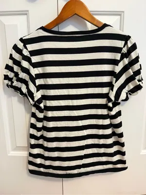 J.Crew Vintage jersey puff-sleeve T-shirt in stripe Size Medium thumbnail 7