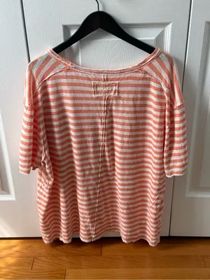Free People All I Need Tee in Orange and White Stripe thumbnail 3