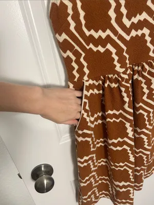 Anthropologie Rust and Cream Geometric Mini Dress thumbnail 4