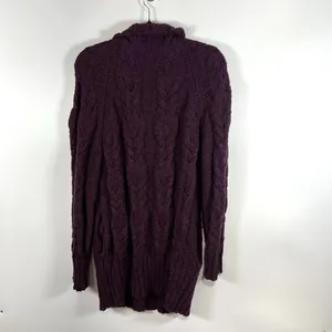 Free People Plum Purple Cable Knit Button Front Cardigan Sweater Small Boho‎ thumbnail 11