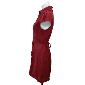 NEW Princess Polly Arianwyn Red Burgundy Short Sleeves Pinstriped Mini Dress 4 thumbnail 2
