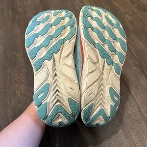 Hoka One One light blue & pink athletic running 11 sneakers thumbnail 2