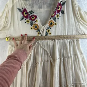Free People XS Spell on You Dress Floral Embroidered Oversized Boho‎ Festival thumbnail 10