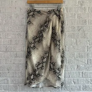 Snake Print Satin Wrap Midi Skirt Gray Silver Womens Small Indie Y2K thumbnail 6