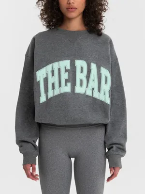 The Bar VARSITY TUCKED SWEATSHIRT (CLASSIC LOGO) DARK HEATHER GREY/MINT Medium thumbnail 1
