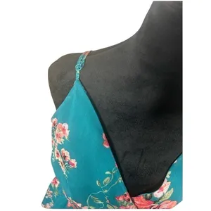 Xhilaration Women XL Teal Green‎ Floral Surplice Smocked Mini Sleeveless Dress thumbnail 6