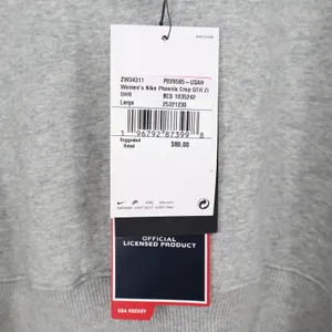 Nike Phoenix Crop Quarter Zip USA Hockey Fleece Sweatshirt Grey Large thumbnail 5