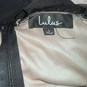Lulu’s polka dot smocked mesh ruffled black Y2K bodysuit size L‎ thumbnail 3