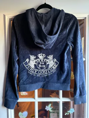 Y2K Juicy Couture Dark Blue Velour Zip Hoodie thumbnail 5