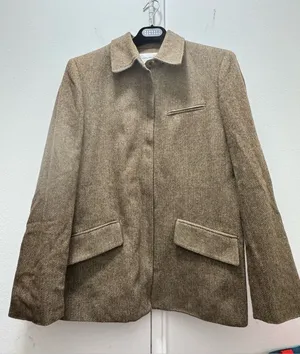 Evan Picone Herringbone Tan Wool-Blend Tailored Equestrian Blazer 12 thumbnail 1