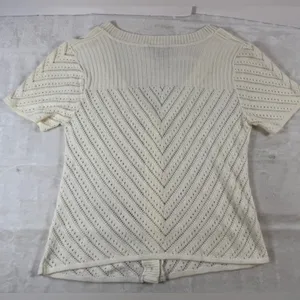 Requirements‎ vtg y2k Ivory Knit Button-Up Cardigan short sleeve womens small thumbnail 8