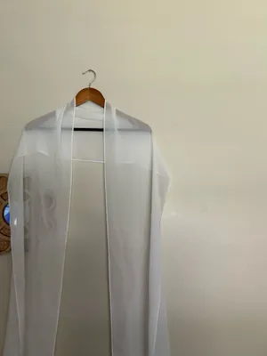 White bridal scarf thumbnail 2