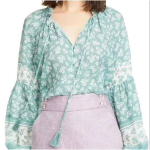 Veronica Beard Kalina silk floral boho blouse size 4 thumbnail 9