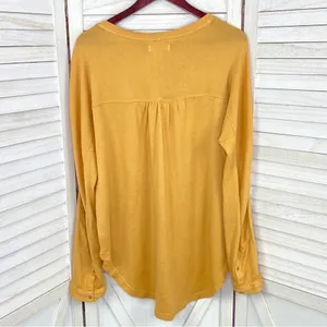 Free People Free Spirt Embroidered Knit Henley Top Peach‎ Fuzz XS thumbnail 10