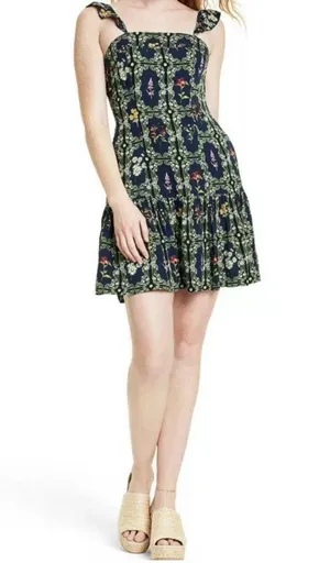 Agua Bendita x Target Collab Floral Tile Print Mini Dress XL Women’s Blue thumbnail 1