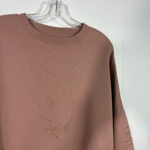 Playboy X Pacsun Brown Rhinestone Bunny Logo Oversized Fleece Sweatshirt Small S thumbnail 2