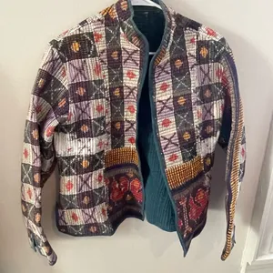 Colorful Patchwork Jacket Sz M Black Size M thumbnail 1
