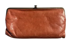 HOBO International Lauren Pink Leather‎ Double Frame Kisslock Clutch Wallet thumbnail 1