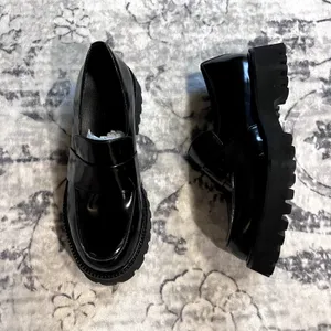 Tony Bianco Gisele Black Hi shine Lug Sole Loafer sz 38 thumbnail 2