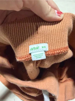Aerie Rust Ribbed Drawstring Lounge Shorts medium thumbnail 6