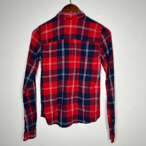 Abercrombie & Fitch flannel long sleeve button up shirt blue, red Sz S‎ thumbnail 2