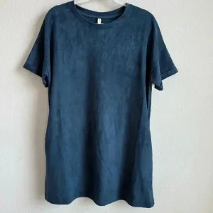 Wishlist Women’s Faux Suede Stretch Short Sleeve Pockets Navy Mini‎ Dress Size M thumbnail 6