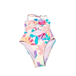 Double Ring Front Bandeau One Piece Swimsuit Multi-Color Size Medium thumbnail 4