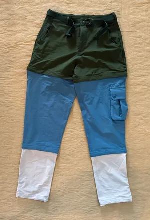 Outdoor Voices RecTrek Zip-Off Pants Size Small Green Blue White Colorblock OV thumbnail 1