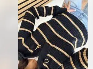 Ralph Lauren Black & Gold Striped Sweater Small thumbnail 2