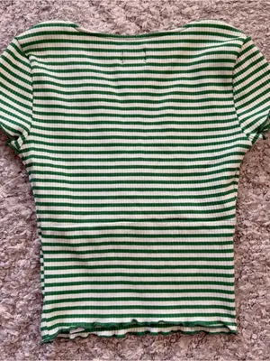 BDG Green and White Striped Knit Wrap ribbed crop top xs thumbnail 3