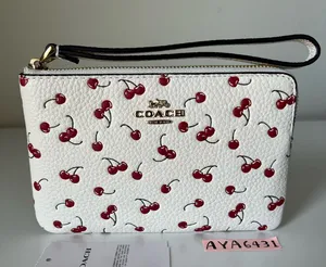 Coach Corner Zip Wristlet With Cherry Print thumbnail 1