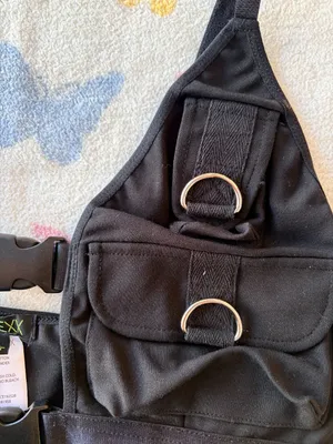 Club Exx | Black Buckle Utility Rave Bralette Top | L thumbnail 3