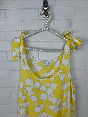 Mudpie Beach To Bar Yellow Patterned Swimsuit Coverup Dress Size M thumbnail 4