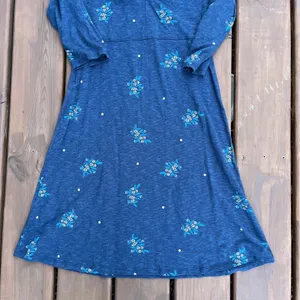 Toad & Co Dress‎ Blue Floral Polka Dot V-Neck Empire Waist 3/4 Sleeve Small thumbnail 4