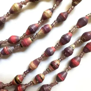 Beads for Life purple paper beaded triple strand necklace thumbnail 4