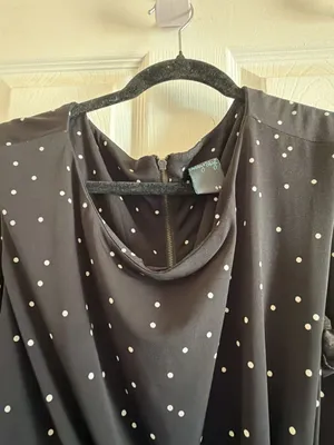 Gabby Skye Black and White Polka Dot Drapey Midi Dress with Knot Detail thumbnail 6