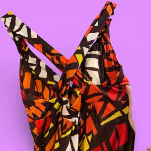 Cute NWT earth babydoll geometric cross back soft stretchy maxi dress beach pool thumbnail 5