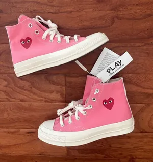 NWT Converse X Comme des Garcons 70 High-Top Sneakers Pink Size 7 thumbnail 1