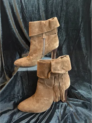 Johnston & Murphy Women's Brown Suede Fringe Ankle Boots Size 9.5 M thumbnail 3